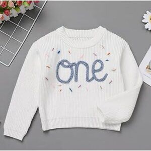 Baby Girl 1st Birthday Outfit Fall Baby Knit Sweater Chunky Baby Sweater Infant